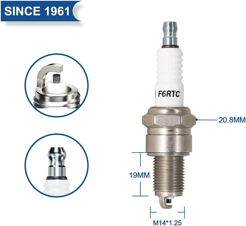 TORCH PK2 F6RTC Spark Plug Replace for NGK 7131 BPR6ES Spark Plug, for Bosch WR6DC WR7DC Spark Plug, for Champion RN9YC RN10YC Spark Plug,for Denso W20EPR-U Spark Plug,for MTD 951-10292/751-10292,OEM - Image 2